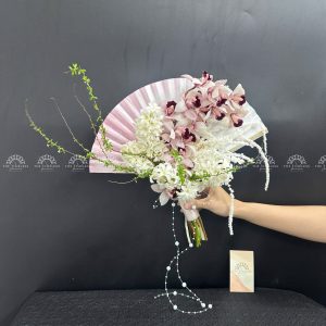 Hoa Cưới Quạt hoa Lan Hồ Điệp mix Địa Lan Hồng Đà Lạt A330