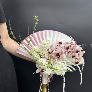Hoa Cưới Quạt hoa Lan Hồ Điệp mix Địa Lan Hồng Đà Lạt A330