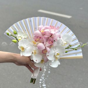 Hoa Cưới Quạt hoa Lan Hồ Điệp mix Địa Lan Hồng Đà Lạt A329