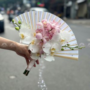 Hoa Cưới Quạt hoa Lan Hồ Điệp mix Địa Lan Hồng Đà Lạt A329