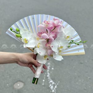 Hoa Cưới Quạt hoa Lan Hồ Điệp mix Địa Lan Hồng Đà Lạt A329