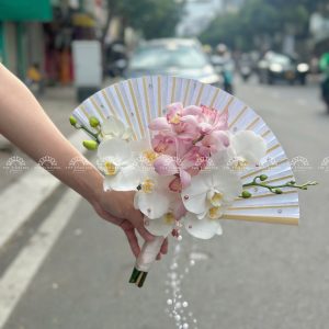 Hoa Cưới Quạt hoa Lan Hồ Điệp mix Địa Lan Hồng Đà Lạt A329