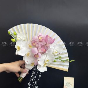 Hoa Cưới Quạt hoa Lan Hồ Điệp mix Địa Lan Hồng Đà Lạt A329