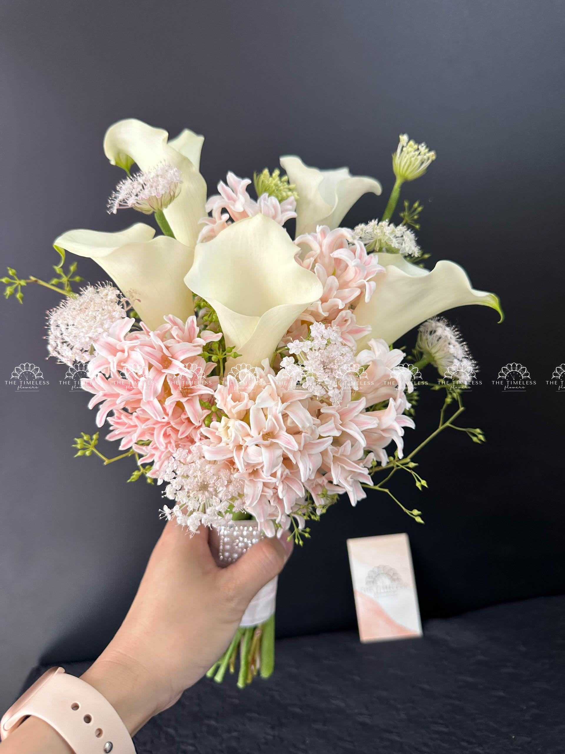 Hoa Cưới 5 Dạ Lan Hương mix 5 Calla Lily Hà Lan A320