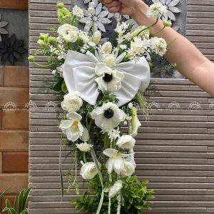 Hoa Cưới Giỏ hoa nơ trắng công chúa A354