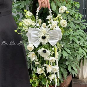 Hoa Cưới Giỏ hoa nơ trắng công chúa A354
