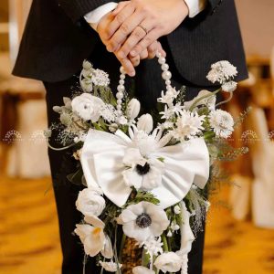 Hoa Cưới Giỏ hoa nơ trắng công chúa A354