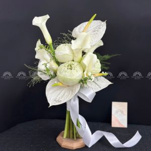 Hoa Cưới calla lily trắng mix Sen và Hồng Môn Trắng A340