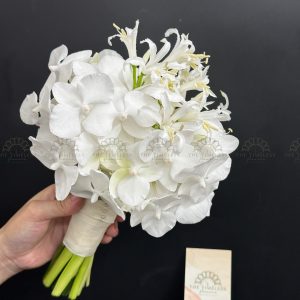 Hoa Cưới Lan Hồ Điệp Trắng Mini mix Hoa Bỉ Ngạn Hà Lan A385