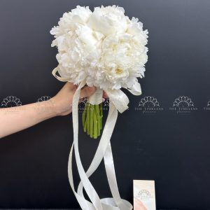 Hoa cưới 5 Mẫu Đơn Trắng Bowl Of Cream A396