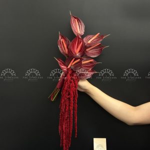 Hoa Cưới Hồng Môn Đỏ Rượu mix Dền Đỏ A394