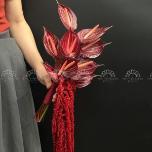 Hoa Cưới Hồng Môn Đỏ Rượu mix Dền Đỏ A394