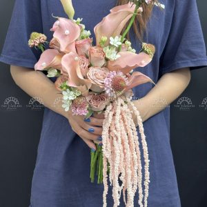 Bó hoa cưới 9 Calla Nâu trắng hồng Capuchino A405