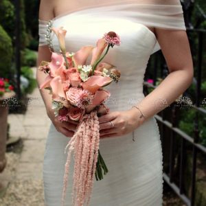 Bó hoa cưới 9 Calla Nâu trắng hồng Capuchino A405