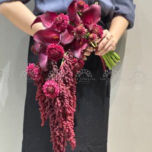 Bó hoa cưới Dáng Thác 9 Calla Lily Đỏ Ruby A409