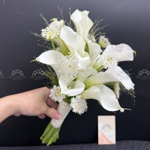 Bó hoa cưới 9 Calla trắng Mix Thúy Châu Trắng A412