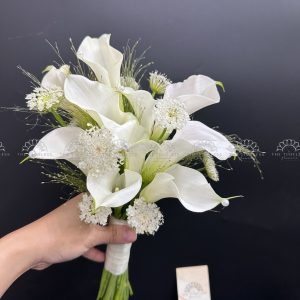 Bó hoa cưới 9 Calla trắng Mix Thúy Châu Trắng A412
