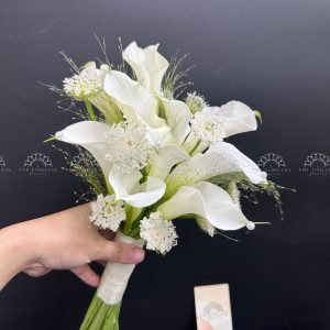 Bó hoa cưới 9 Calla trắng Mix Thúy Châu Trắng A412
