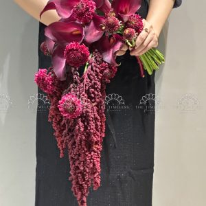Bó hoa cưới Dáng Thác 9 Calla Lily Đỏ Ruby A409