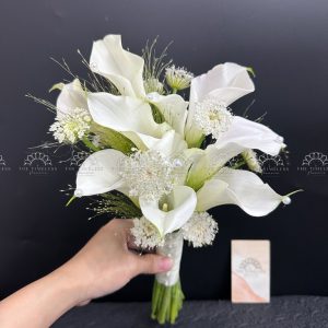 Bó hoa cưới 9 Calla trắng Mix Thúy Châu Trắng A412