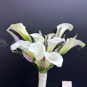 Bó hoa cưới 9 Calla trắng Mix Veronica Hồng A420