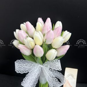 Hoa Cưới 19 Hoa Tulip Trắng Mix Hồng A442