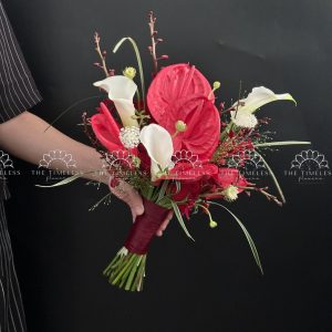 Bó hoa cưới Calla Lily và Hồng môn A446