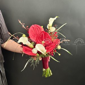 Bó hoa cưới Calla Lily và Hồng môn A446