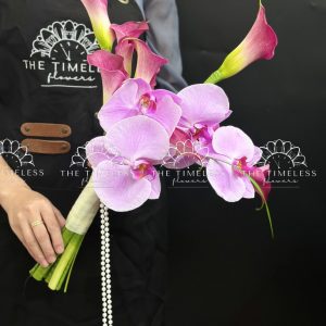 Bó hoa cưới 9 Calla LiLy Hồng Mix Lan Hồ Điệp Hồng A429