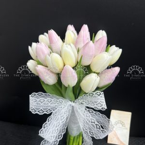 Hoa Cưới 19 Hoa Tulip Trắng Mix Hồng A442