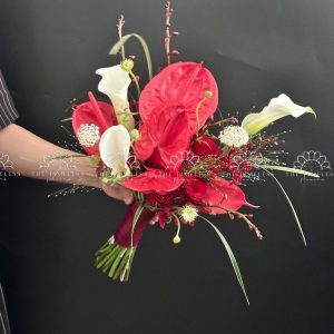 Bó hoa cưới Calla Lily và Hồng môn A446