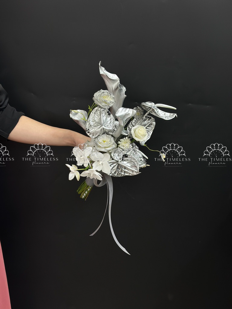 Bó hoa cưới Calla Lily và Hồng môn A447