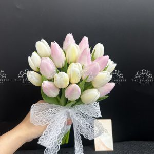 Hoa Cưới 19 Hoa Tulip Trắng Mix Hồng A442