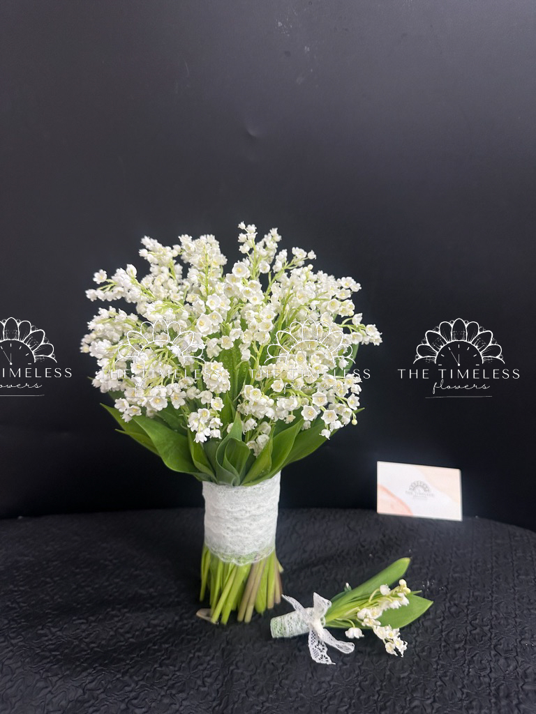 Bó hoa cưới 50 cành linh lan dáng Tròn A430