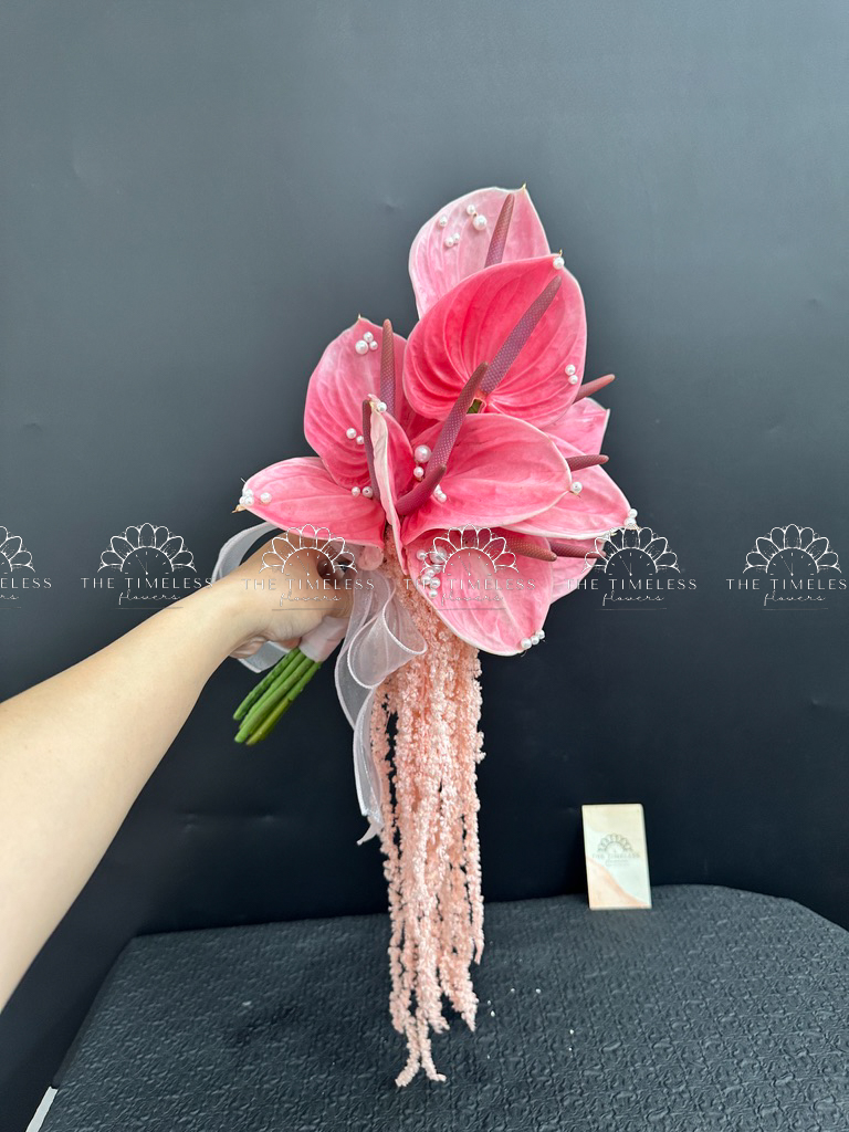 Hoa cưới Hồng Môn Hồng A438