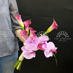 Bó hoa cưới 9 Calla LiLy Hồng Mix Lan Hồ Điệp Hồng A429