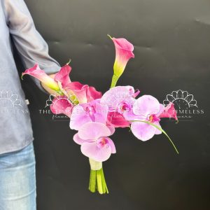 Bó hoa cưới 9 Calla LiLy Hồng Mix Lan Hồ Điệp Hồng A429