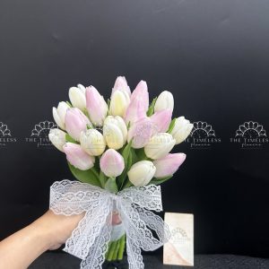 Hoa Cưới 19 Hoa Tulip Trắng Mix Hồng A442