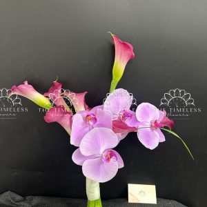 Bó hoa cưới 9 Calla LiLy Hồng Mix Lan Hồ Điệp Hồng A429