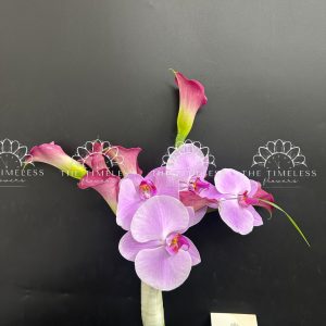 Bó hoa cưới 9 Calla LiLy Hồng Mix Lan Hồ Điệp Hồng A429