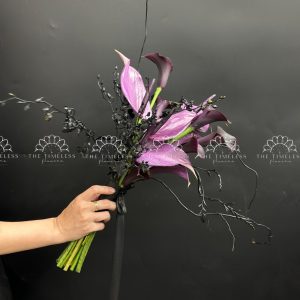 Bó hoa cưới Calla Lily và Hồng môn A439