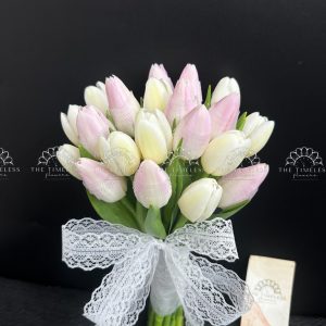 Hoa Cưới 19 Hoa Tulip Trắng Mix Hồng A442