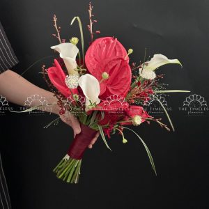 Bó hoa cưới Calla Lily và Hồng môn A446