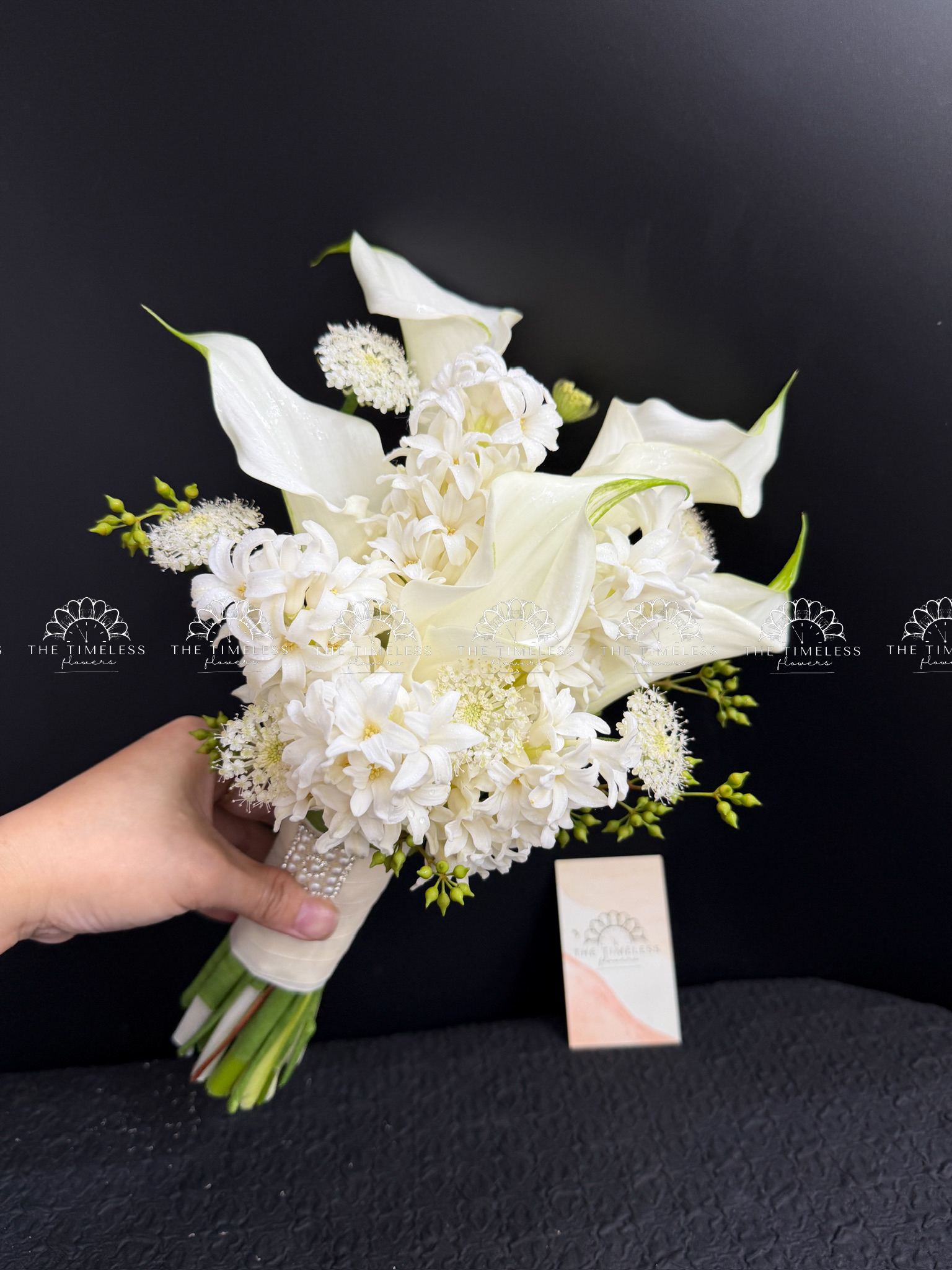 Hoa Cưới 5 Dạ Lan Hương mix 5 Calla Lily Hà Lan A445