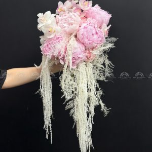 Hoa cưới 5 Mẫu Đơn hồng mix địa lan trắng A458