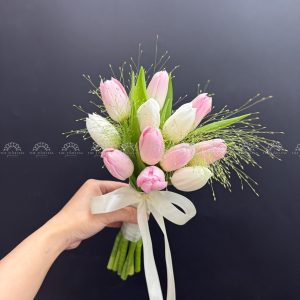 Hoa Cưới 12 Tulip Hồng mix tulip trắng A459