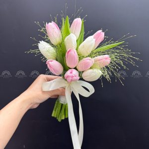 Hoa Cưới 12 Tulip Hồng mix tulip trắng A459