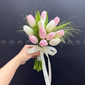 Hoa Cưới 12 Tulip Hồng mix tulip trắng A459