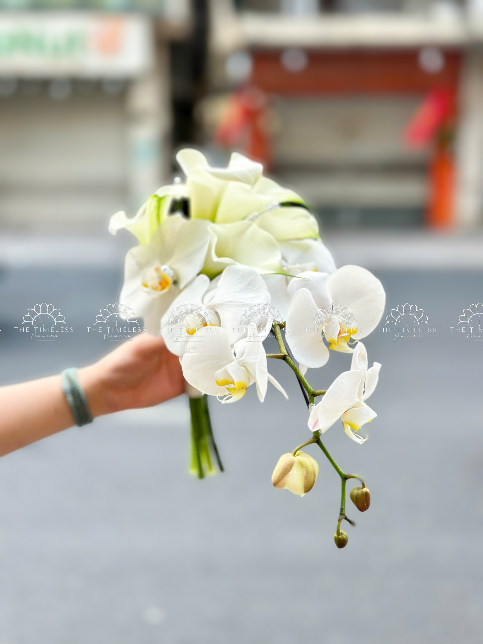 Hoa Cưới 5 Calla Lily mix Lan Hồ Điệp Trắng A482