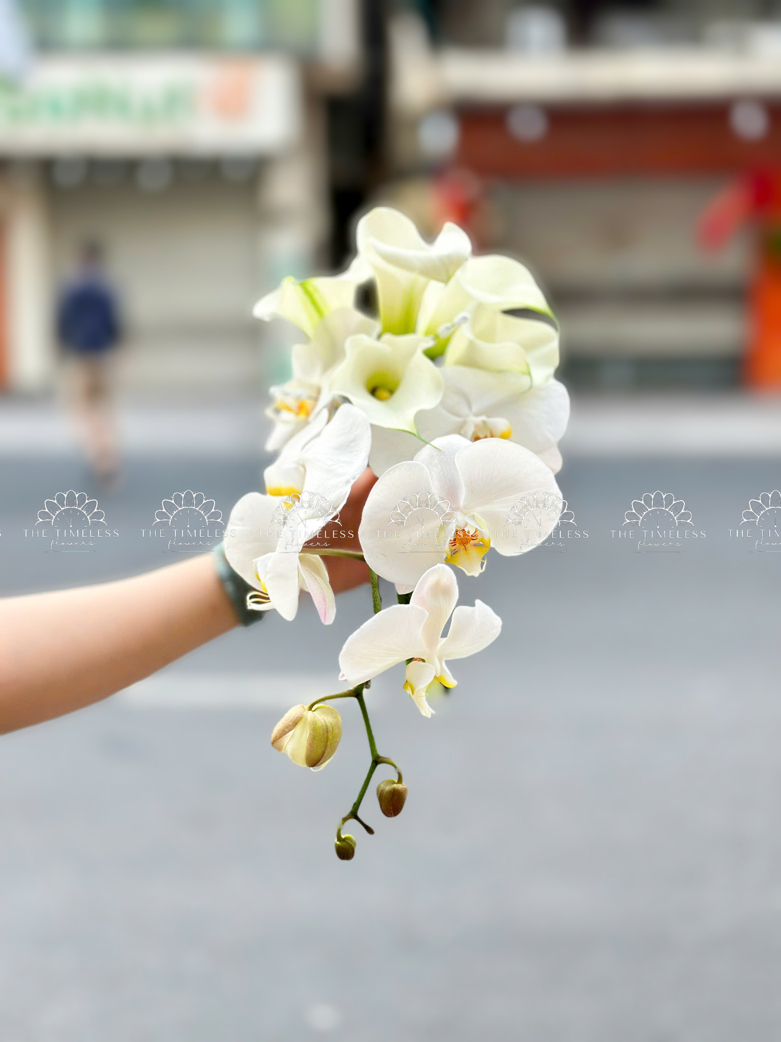 Hoa Cưới 5 Calla Lily mix Lan Hồ Điệp Trắng A482